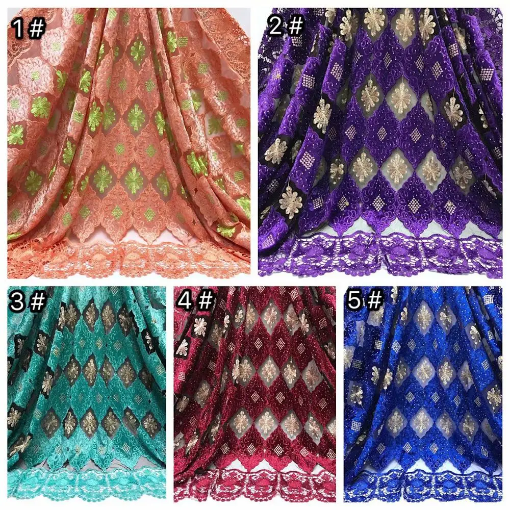 Африканский Воск Бисероплетение Кружева 5 цветов Персиковое вино оранжевое 5 ярдов Бисер Кружева вуаль невесты кружева вышивка цветок вечерние вышитые роскошные
