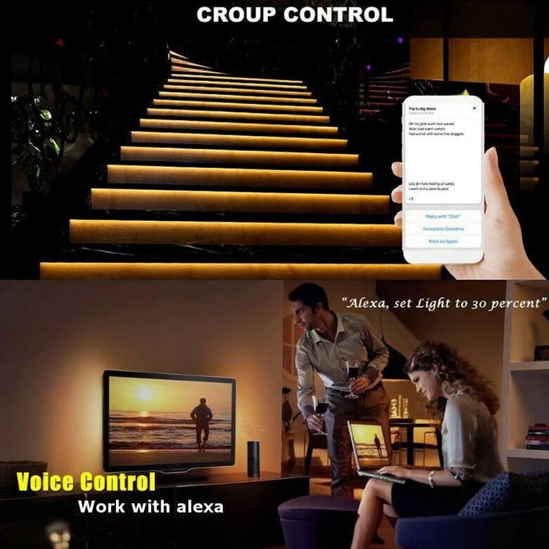 5 м Rgb Led Wifi светильник с регулируемой водонепроницаемой лампой для Echo Alexa Google Home