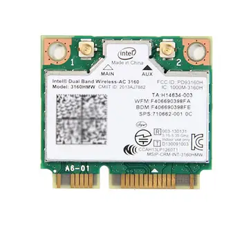

Dual Band Wireless Network Card Intel 3160HMW 433M Bluetooth Card 2.4G/5G ac Wifi Wireless-AC 3160 Wifi 802.11 4.0 Wlan S2H3