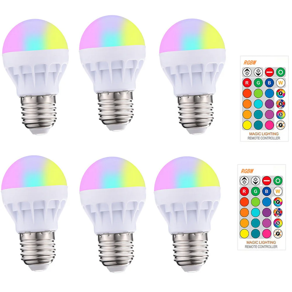 

RGBW 3W Led Globe Bulb Dimmable Smart Bulb Lamp Led E27 Colorful Changing Remote Control RGBW White Home Decor
