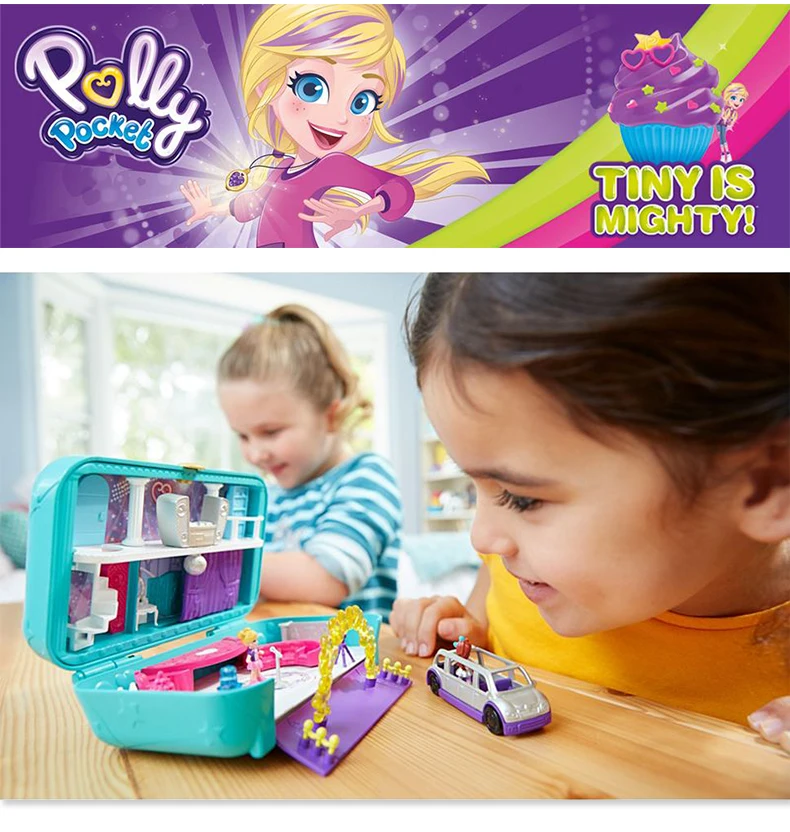 Мини-игрушки набор Polly Pocket бренд скрытые места пляж Vibes рюкзак забавные игрушки для малышей компактный чехол Мини Дом семья FRY39 для девочек