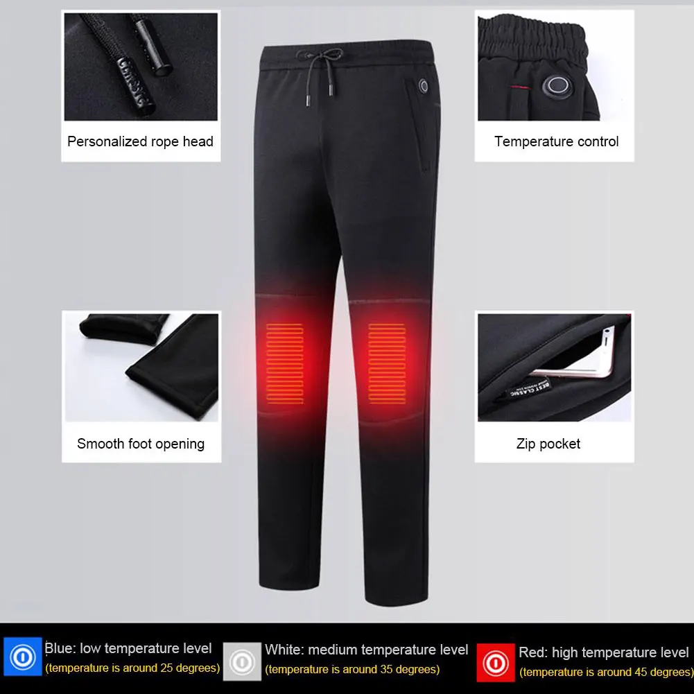 Регулируемые смарт-Брюки С Подогревом USB, теплые зимние штаны, зимние уличные походные брюки с подогревом, 3 режима, мужские брюки с подогревом