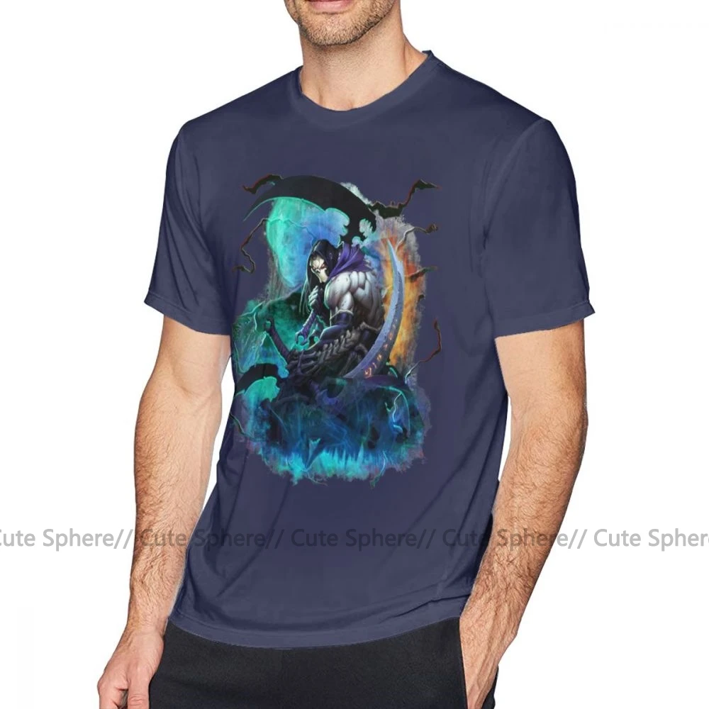 Дарксайдерс футболка дарксайдерс 2 футболка мужская футболка с принтом забавная футболка с коротким рукавом плюс размер 100 хлопок Повседневная футболка - Цвет: Navy Blue