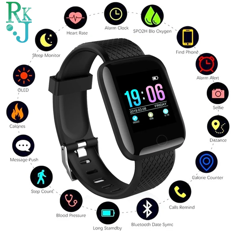 

D13 Smart Watch Wristband Sports Fitness Blood Pressure Heart Rate Call Message Reminder Android Pedometer Smart Watch 116 Plus