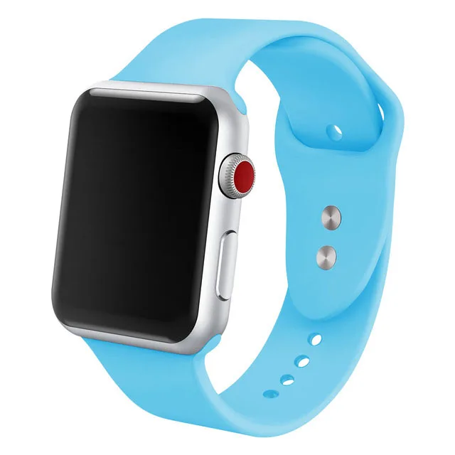 NO.7.Light-Blue Силиконовый ремешок для наручных часов Apple Watch, 42 мм, 38 мм, Версия 44 мм 40 мм резиновый браслет для наручных часов Черные полуботинки со шнуровкой и ремешком наручных часов Iwatch серии 4/3/2/1 браслет - Цвет ремешка: NO.7.Light-Blue