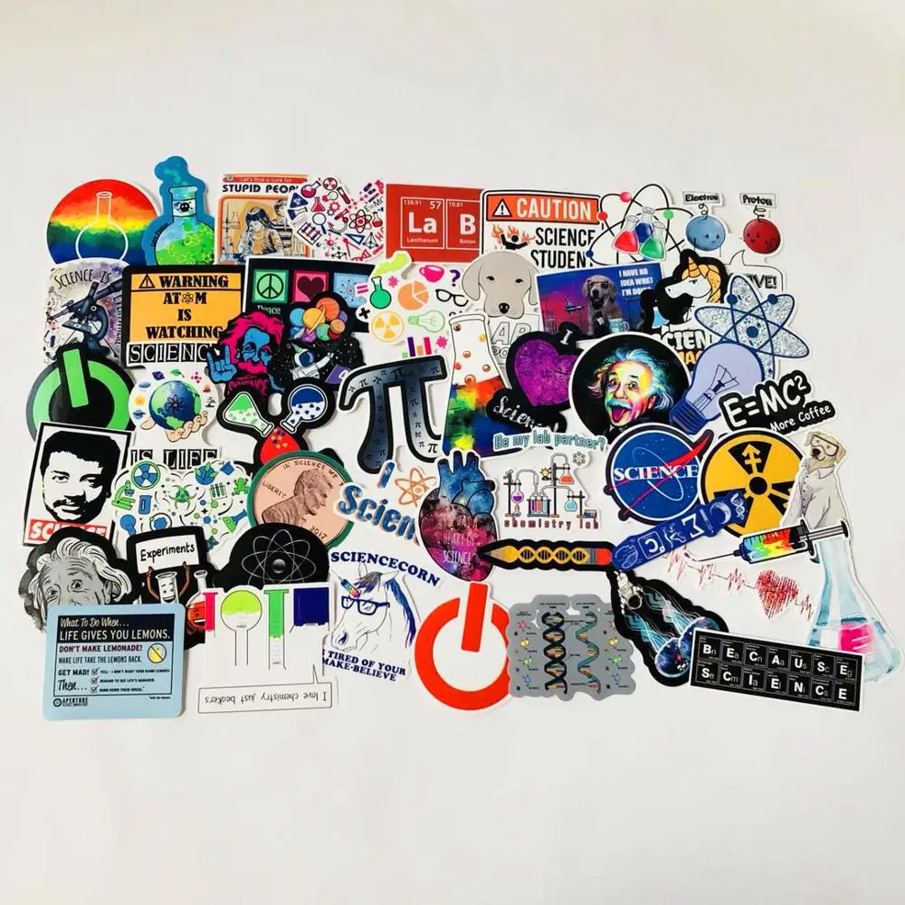 

51PCS Science Chemistry Lab Stickers Blockchain Code Brain Scientists Funny For Child Gift Decor Luggage Car Stickers Decals
