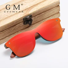 GM Новые Фирменные Деревянные Винтажные Солнцезащитные очки мужские Поляризованные плоские объектив без оправы квадратная оправа женские солнцезащитные очки Oculos Gafas