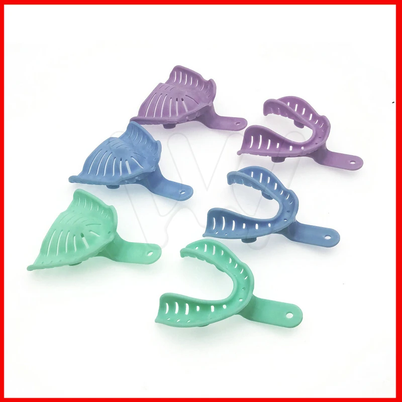 6pcs Colorful Dental Impression Trays Plastic Materials Teeth Holder