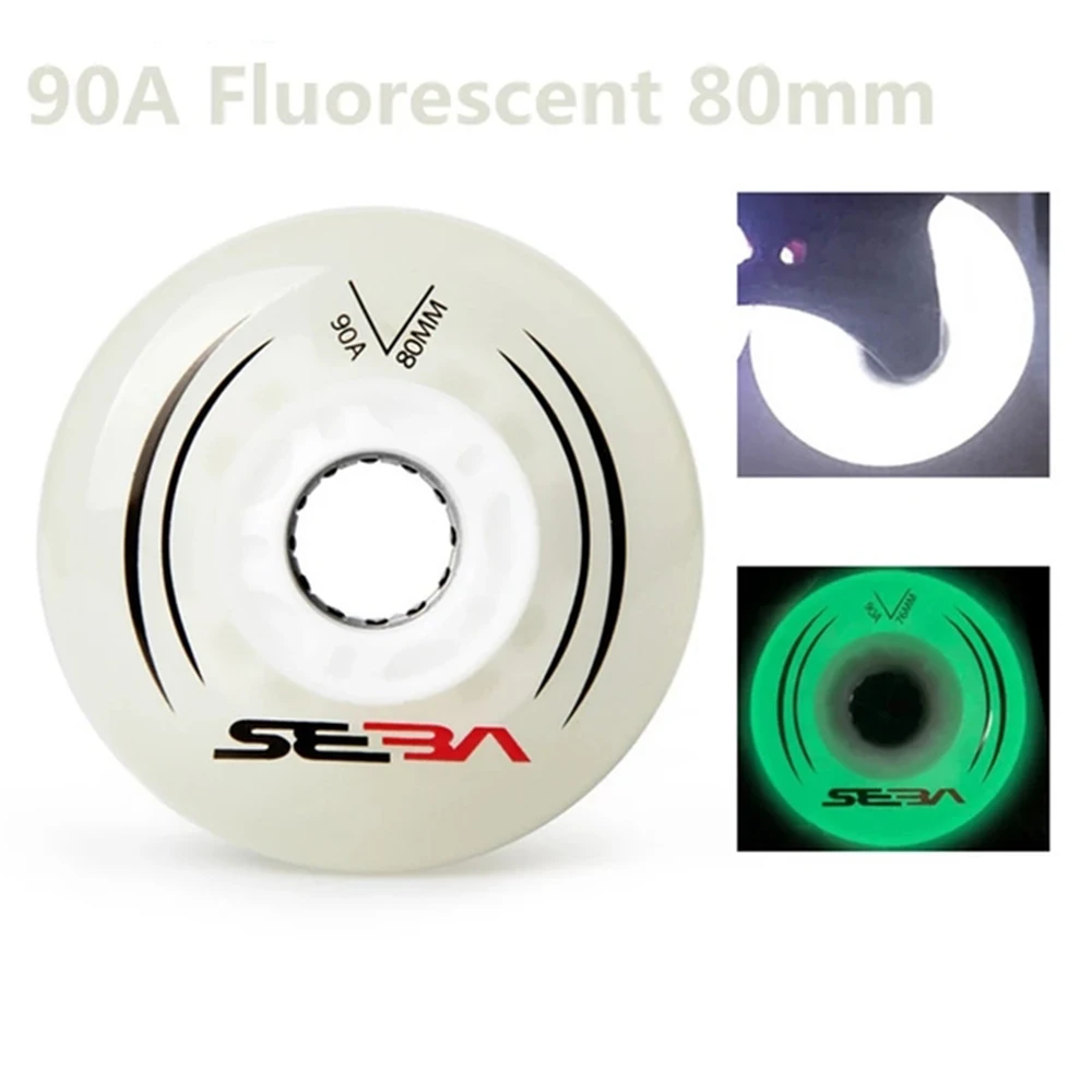 Inline Skates Tyres 8PCS Original SEBA LUMINOUS LED Wheel 85A 62 64 68 70 72 76 80mm Flash Skate Wheels Lighting Sliding Roller Slalom Patine