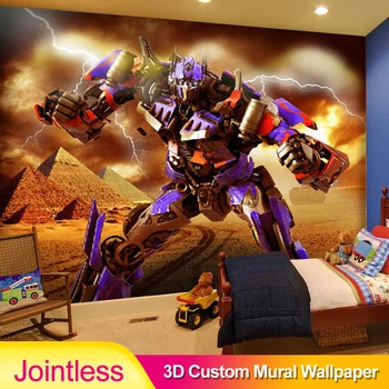 

Jointless Custom Photo Mural Wallpaper 3D Cartoon Robot Kids Room Boys Room Bedroom Wall Decor Painting Silk Cloth Home Decor