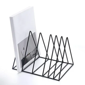 

File Holder Stand Metal Desktop Book Shelf Book Stand File Organizer azine Rack for Home Office Decoration Shelf Black