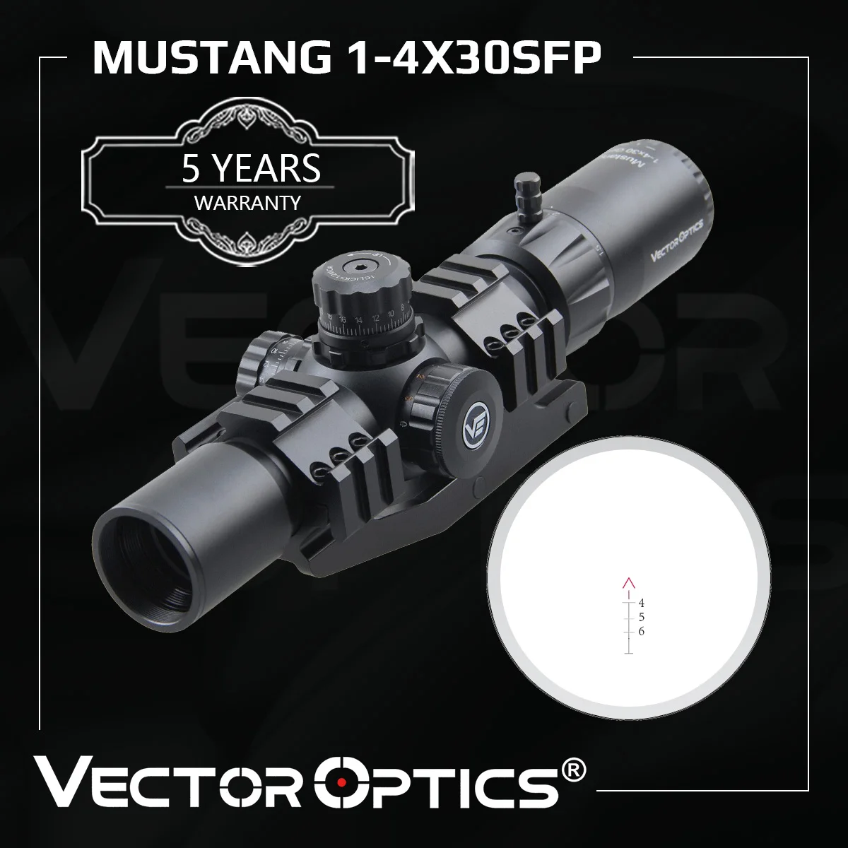 Оптический прицел Vector Optics Mustang 1-4x30SFP оптический True One Power с блокировкой револьвера