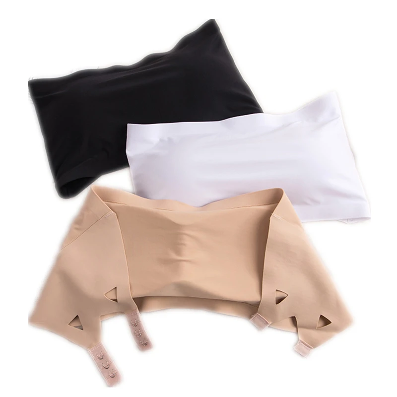 

Seamless One-piece Tube Tops Women Removable Pads Intimates Basic Black/White/Skin Womens Strapless Bra Bandeau Tube Top