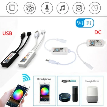 

DC5-28V led strip 5050 2835 RGB Mini WiFi Voice Controller Pixel Strip Alexa Google Home Music Timer Bluetooth IOS/Android APP