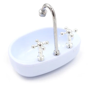 

Dollhouse Excellent Miniature Furniture Bathroom Toilet Model Washbasin Floral Pretend Classic Toy For Children Birthday Gift