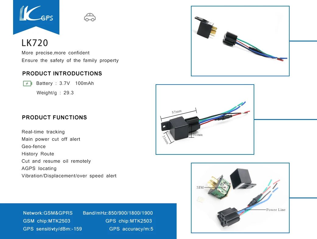 Мини gps трекер LK720 гуррант localizador gps vehiculo cut масло дистанционное управление gps автомобильный трекер