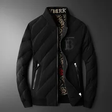 Ozhouzhan Модная брендовая куртка-пуховик с воротником-стойкой и белым утиным пухом для молодых мужчин, простое однотонное теплое тонкое повседневное пальто