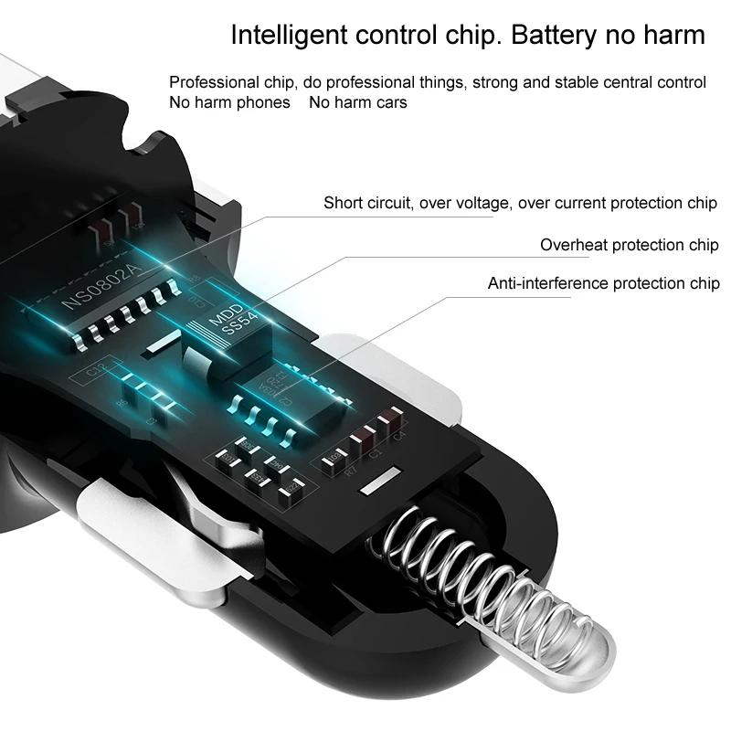 Автомобильное зарядное устройство A с двумя usb-портами, светодиодный дисплей, универсальное автомобильное зарядное устройство для мобильных телефонов Xiaomi samsung S8 iPhone 8 XS Tablet