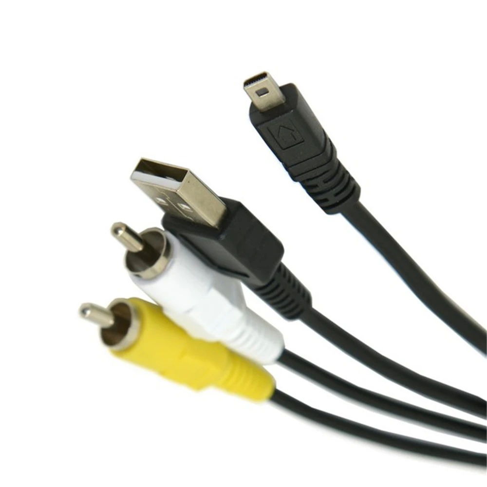 USB кабель+ av-кабель HY-190 RCA AV и USB Mini 8 Pin 2 в 1 кабель для передачи данных для цифровых камер Nikon Coolpix S210 S520 L15 5100
