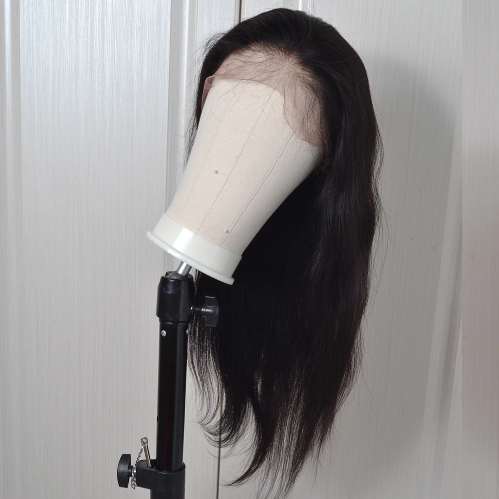 9A девственные прямые волосы кружевные передние парики бразильские Remy человеческие волосы парик для черных женщин с детскими волосами натуральный черный цвет