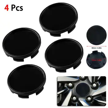 

4pcs Logo Black Plastic Car Wheel Tire Rims Center Hub Caps Cover Decorative Hub Center Cover Car Styling Accessories 58mm 53mm