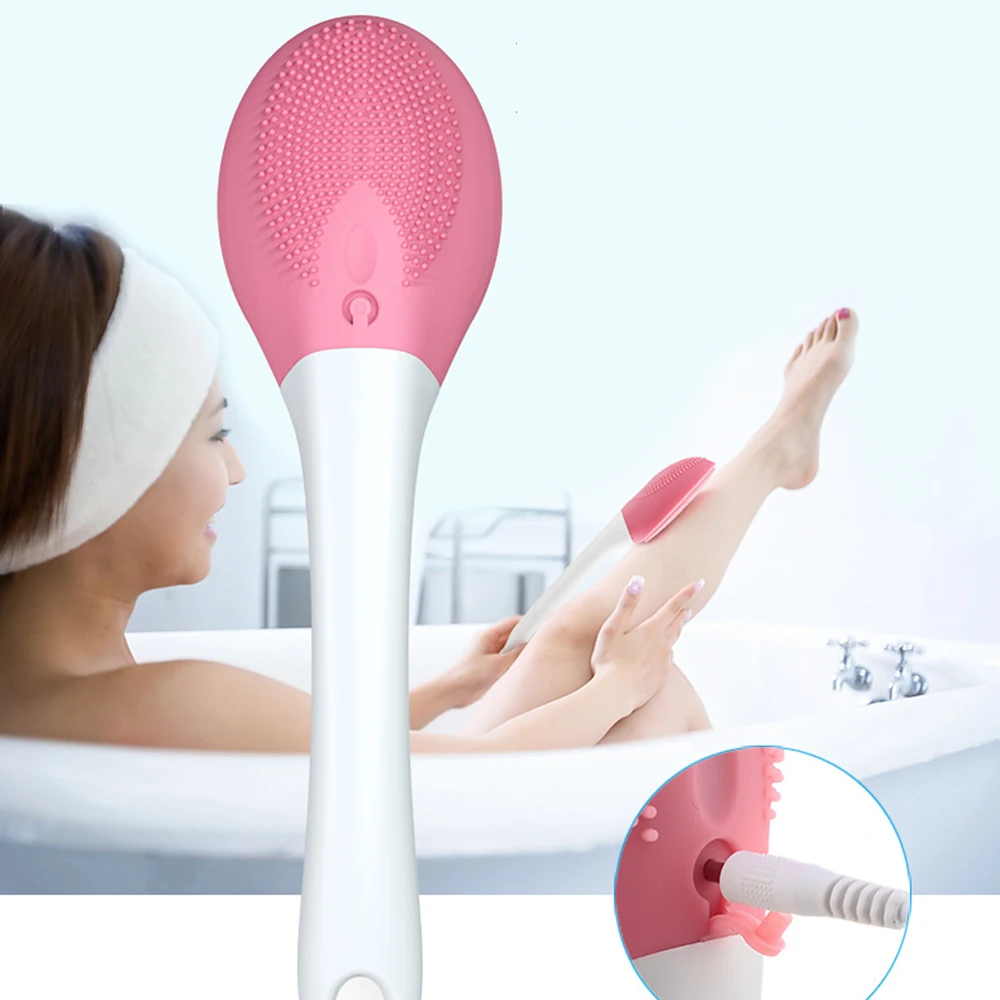 

Long Handle Sonic Electric Bath Brush Sound Wave Rechargeable Waterproof Silicone Back Bath Artifact Multi-Purpose Shower Brush