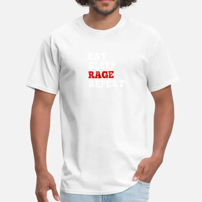 Men-White Стиль Eatsleep Rage Мужская футболка круглый воротник модная мужская футболка короткий рукав Уличная Хип-хоп топы - Цвет: Men-White