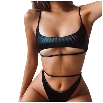 

Women's Sexy Bikini Suit New Bandage Hollow Out Push-Up Padded Bra Split Swimsuit Summer Fashion Casual Beach Swimwear #R