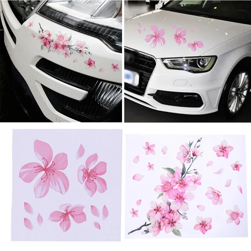 

Cherry Blossom Floral Car Stickers Pink Autol Decal Bumperl Window Car Tuning Styling Accessories