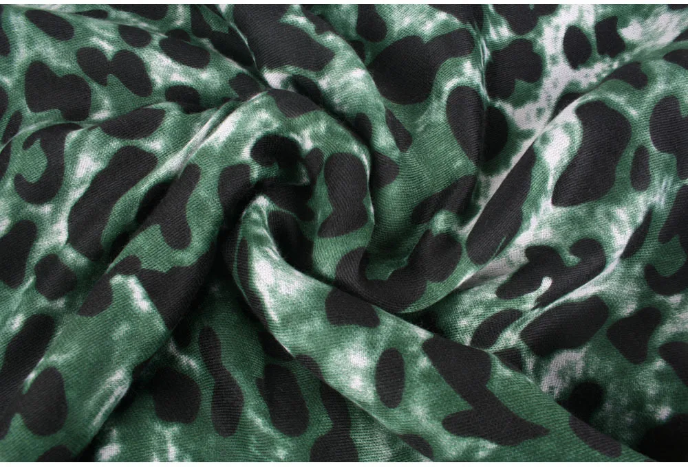 Г., осенне-зимний красный и зеленый леопард из хлопчатобумажной ткани с узором, Женский тёплый шарф-шаль двойного назначения