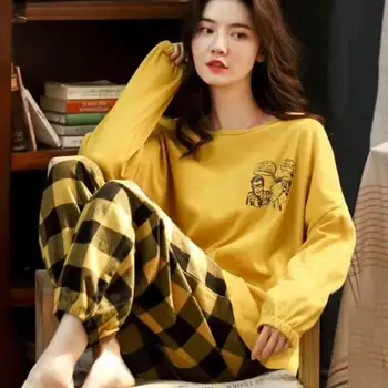 

Pajamas women Autumn Winter coral velvet Set of 2 Pajamas Long Sleeve home suit women suit Coral fleece winter women pajamas