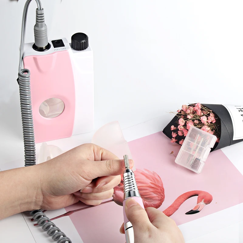 

Lidan 25000RPM Pink Charging Electric Nail Drill Machine Kit Stainless Steel Handle Apparatus Portable Nail Art Equipment Tools