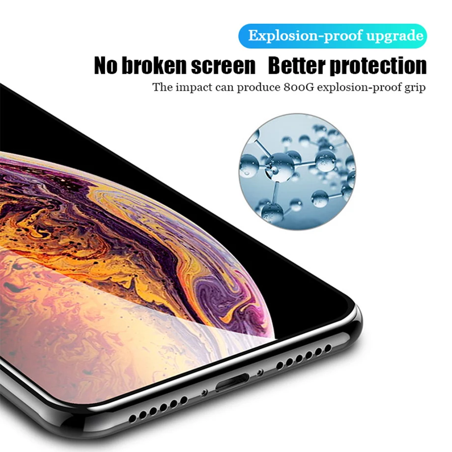 60D 4PCS Full Cover Protective Glass on For iphone 12 X XS XR Tempered Glass Iphone 13 11 Pro Max Protection Screen Protector