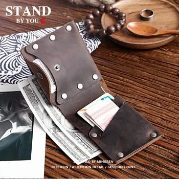 

Handmade Men's Short Wallet Men's Leather Top Layer Cowhide Cross Wallet Men's Bag Crazy Horse Leather Youth Wallet