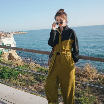 

2020 Spring And Autumn New Youth Popular Solid Color Corduroy Loose Jumpsuit Fashion Casual Wild Pants Red / Yellow S-L