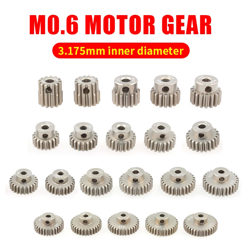 M0.6 3.175mm 13T 15T 17T 18T 20T 22T 24T 28T 30T 33T Aluminum Alloy Metal Pinion Motor Gear For 1/10 Rc Model