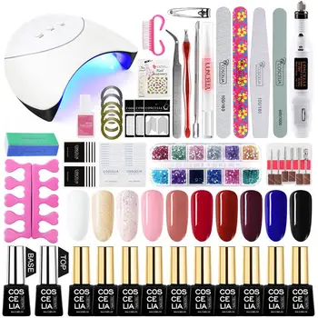 

COSCELIA 10Pcs Gel Nail Polish Set Tools For Manicure Set For Gel Varnish All For Manicure Machine Nail Art Manicure Set Pusher