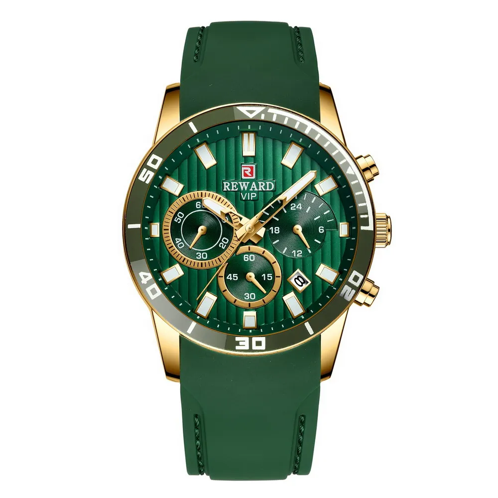 REWARD Orologio Uomo Quadrato Al Quarzo - Cronografo Multifunzione Con Cinturino In Silicone E Lancette Luminose
