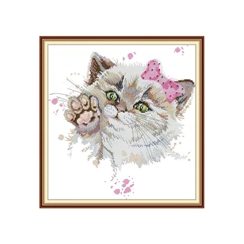 

Cute Cat Counted Cross Stitch Kit 14CT 11CT Cat Pattern Canvas for Embroidery DIY Craft Cotton Fabrics Needlework Set Home Decor