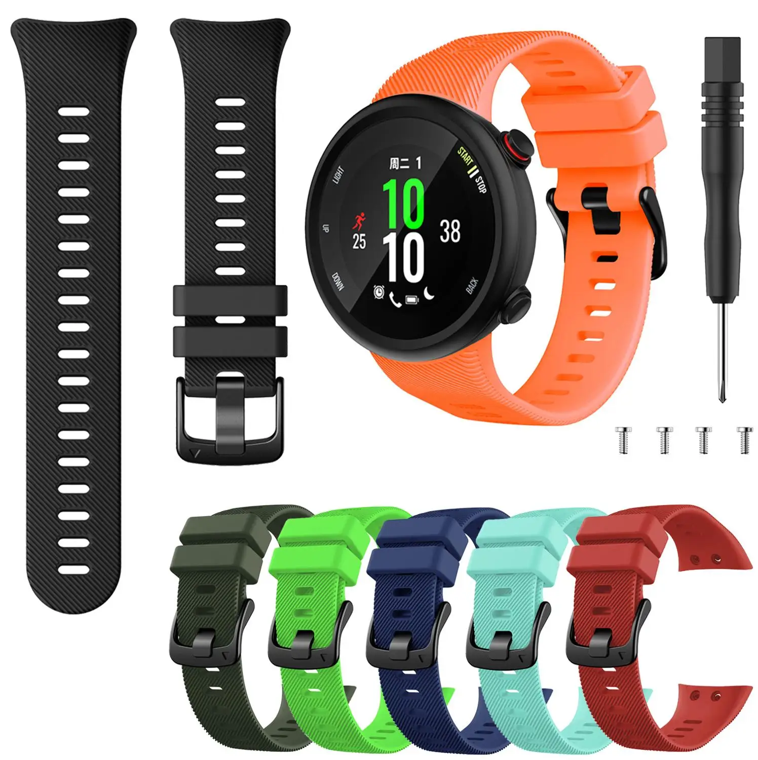 Ремешок силиконовый для наручных часов спортивный браслет с отверткой Garmin Forerunner
