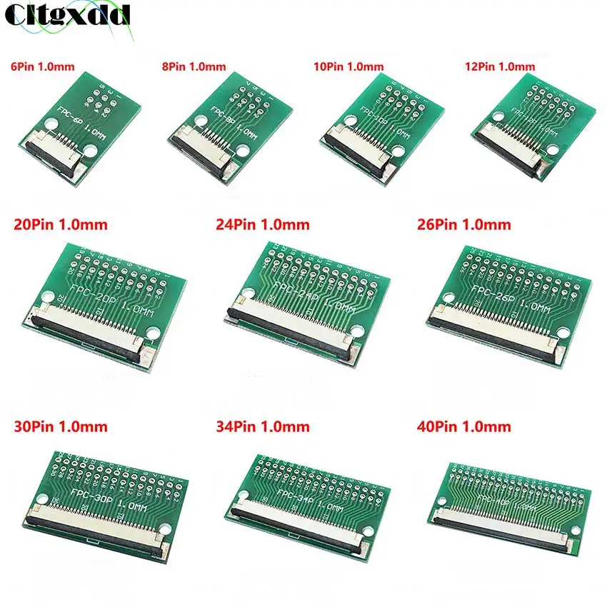

1PCS FPC FFC Cable 6 8 10 12 14 20 30 40 50 PIN 0.5mm pitch Connector SMT Adapter to 2.54 mm 1.0 inch pitch through hole DIP PCB