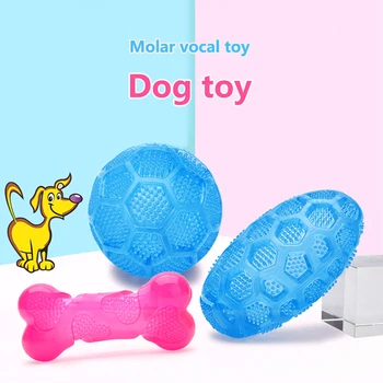

Pet Dog Squeak Toys Ball Bone Bite Resistant Soft TPR Rubber Safe Sound Dog Toy For Small Large Puppy Dog Supplies Play Outdoor