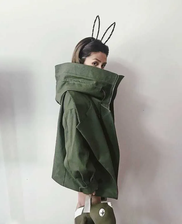 XUXI Модные женские куртки, одноцветные Хлопковые женские куртки со стоячим воротником и капюшоном, осенняя Новинка, зимняя одежда зеленого цвета для пары FZ0265