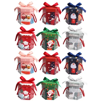 

12Pcs Gift Box Christmas Packaging Box Gift Packaging Box Hexagon Paper Box Gift Container for Party Christmas Home