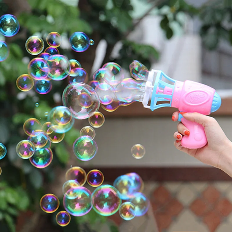 

Toys Funny Magic Bubble Blower Machine Electric Automatic Bubble Maker Gun with Mini Fan Kids Outdoor Toys Wedding Supplies