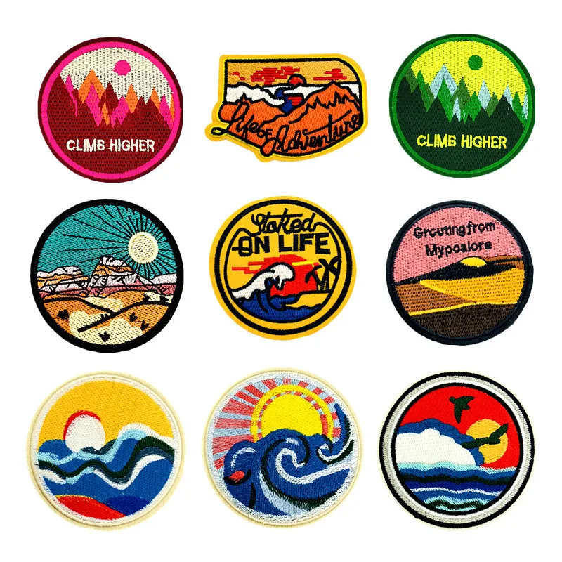 

10pcs/lot Round Embroidery Patches Letters Circular Badge for Clothing Accessories Iron Heat Transfers Biker Decorals Clothes