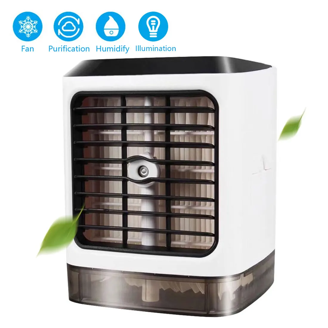 

4IN1 Mini Air Conditioner 7 Colors LED USB Personal Space Cooler Fan Conditioning Humidifier Purifier Rechargeable Fan Desk
