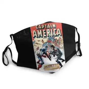 

Captain America Comic Non-Disposable Mouth Face Mask Dustproof Mask Cold Protection Cover Respirator Mouth Muffle