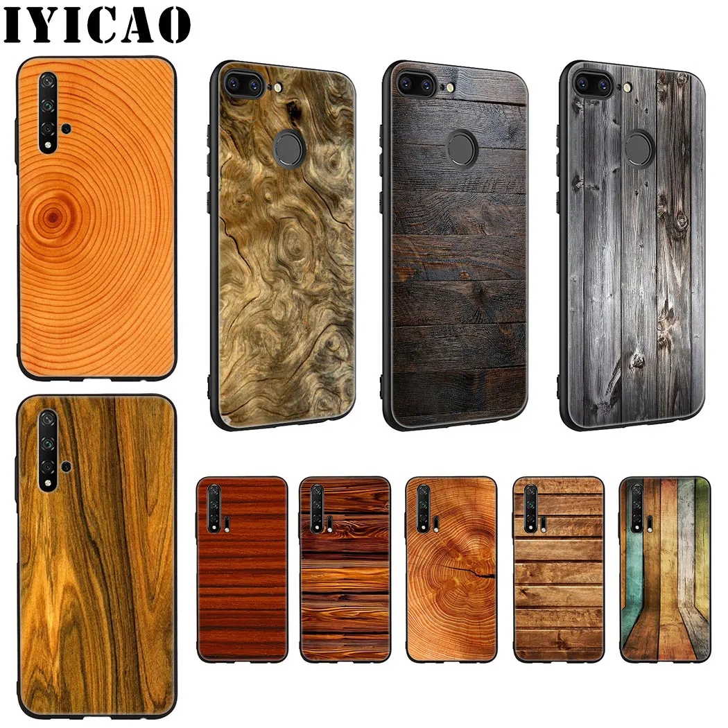 

IYICAO Wood grain Soft Silicone Case for Huawei Honor view 20 9X Pro 10 9 8 Lite 8X 8C 7X 7C Note 10 Case