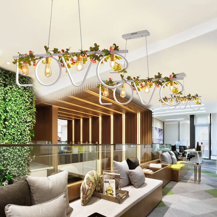 

Nordic Modern Pastoral Pendant Light Bedroom Flower Plant Love Mediterranean Lamps hanglamp